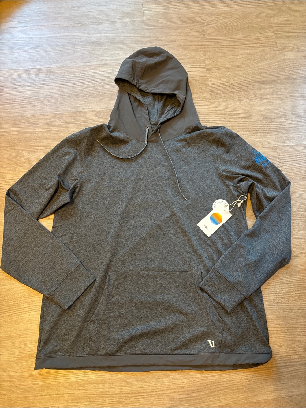NWT Vuori Men’s XL Sunday Hoodie 2.0 Charcoal Gray Company Logo Milagro Tequila